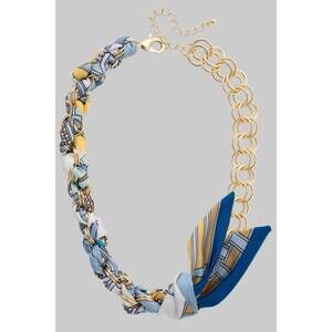 NEW CANVAS STYLE women's desiree scarf necklace in light blue & gold